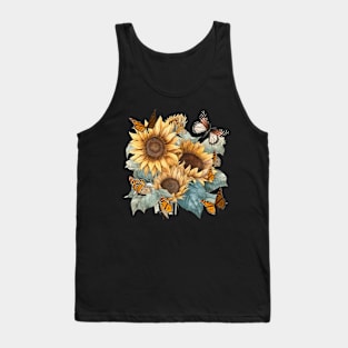 Butterflies Sunflower Tank Top